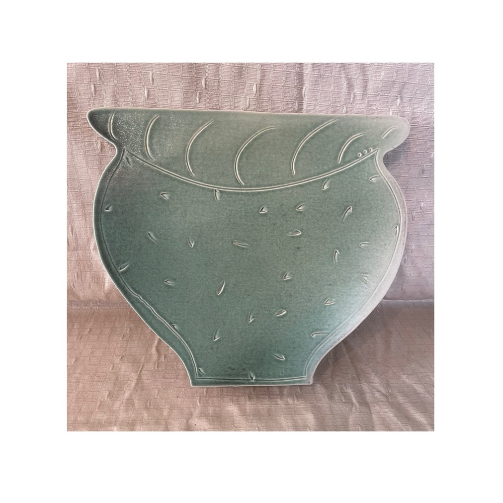 Signed Green Wall Hanging Ceramic Vase